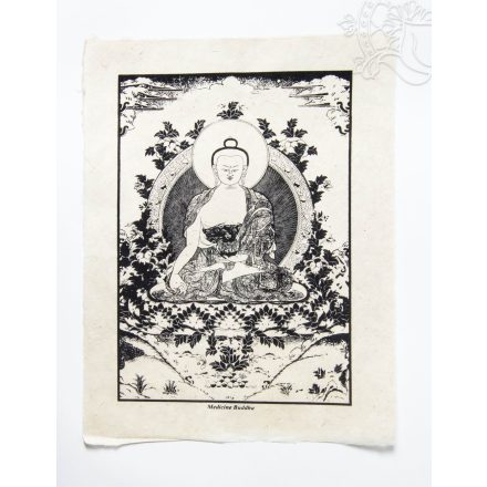Gyógyító Buddha mártott papír (LOKTA) falikép- 38 x 50 cm