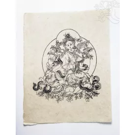 Zöld Tara mártott papír (LOKTA ) falikép - 38 x50 cm