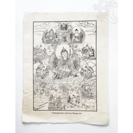 Guru Rinpoche mártott papír (LOKTA) falikép - 38 x 50 cm