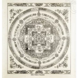   Kalachakra mandala mártott papír (LOKTA) falikép - 51 x 76 cm