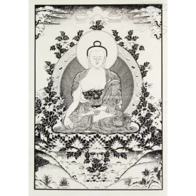   Gyógyító Buddha mártott papír (LOKTA) falikép- 51 x 76 cm