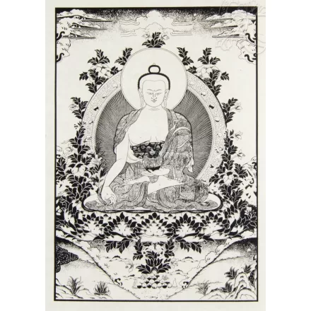 Gyógyító Buddha mártott papír (LOKTA) falikép- 51 x 76 cm