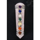 Rózsakvarc energetizáló rúd, 7 csakra kővel