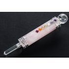 Rózsakvarc-hegyikristály energetizáló rúd, 7 csakra kővel