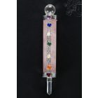 Rózsakvarc-hegyikristály energetizáló rúd, 7 csakra kővel