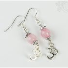 Rózsakvarc fülbevaló OM-mal