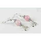 Rózsakvarc fülbevaló OM-mal