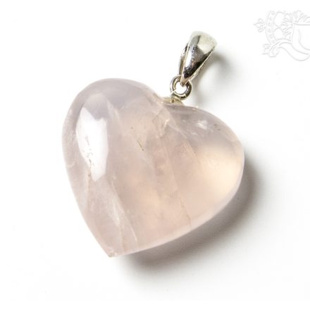 Rózsakvarc szív alakú kristály medál