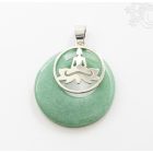 Aventurin fánk alakú kristály medál, ülő Buddhával