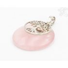 Rózsakvarc fánk alakú medál, életfával