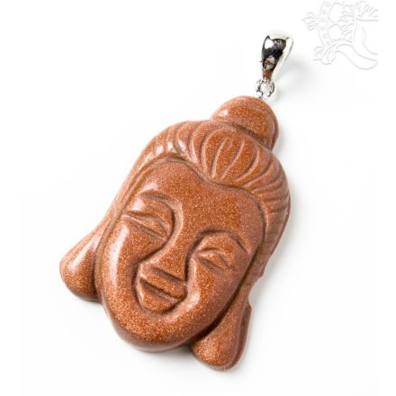Goldstone Buddha fej kristály medál