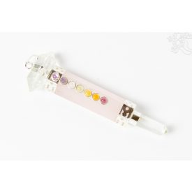   Rózsakvarc-hegyikristály energetizáló rúd, medál, 7 csakra kővel