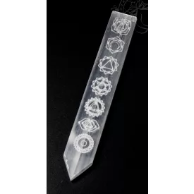 Szelenit kristály energetizáló lap, 7 csakra - 18 cm