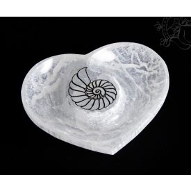 Szelenit ékszertartó tálka - szív, csigaház