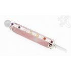 Rózsakvarc-hegyikristály energetizáló rúd, 7 csakra kővel - 16,5 cm