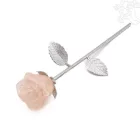 Rózsakvarc rózsa fém szárral – 16 cm
