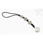 Kulcstartó/szerencse lógó végtelen jellel, Om-os, tibeti 8 szerencsejeles tibeti naptárral