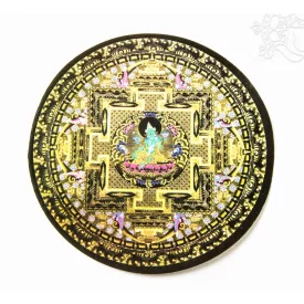 Zöld Tara mandala kerek matrica, nagy