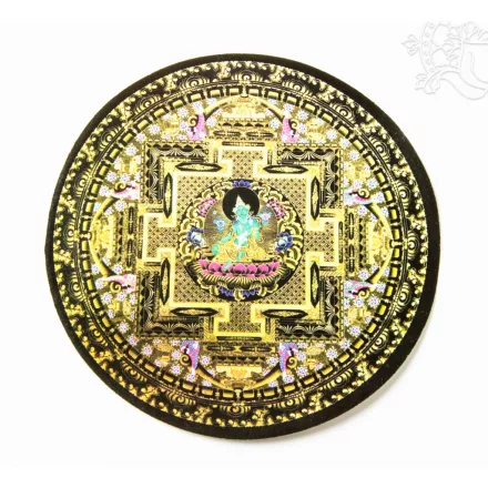 Zöld Tara mandala kerek matrica, nagy