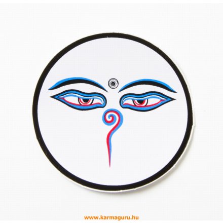 Buddha szem kerek matrica, fehér