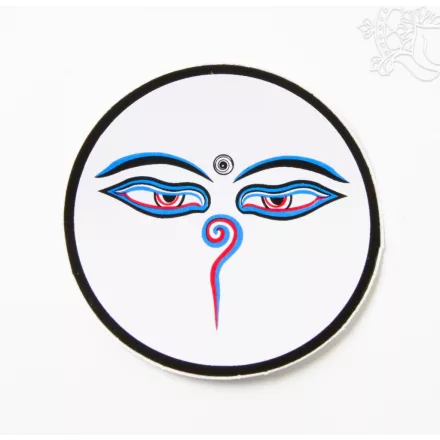 Buddha szem kerek matrica, fehér