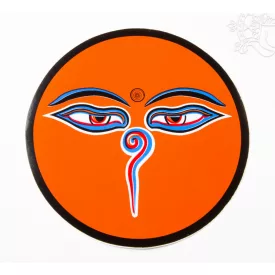 Buddha szem kerek matrica, nagy narancs
