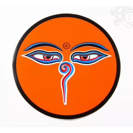 Buddha szem kerek matrica, nagy narancs