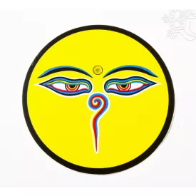 Buddha szem kerek matrica, nagy, sárga