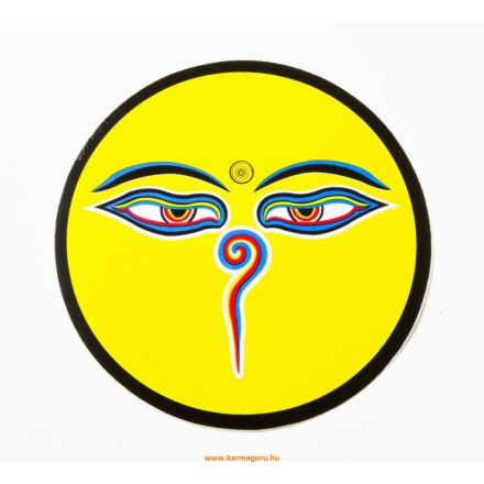 Buddha szem kerek matrica, nagy, sárga