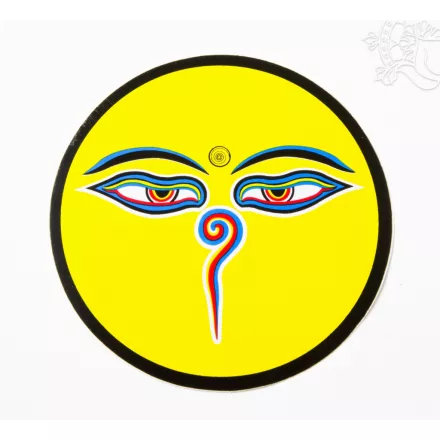 Buddha szem kerek matrica, nagy, sárga