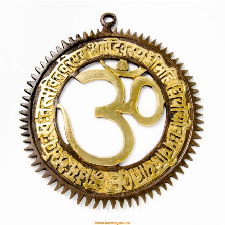 OM fali lógó a Gayatri mantrával, réz, arany-bronz - 19 cm