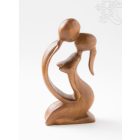 Csókolózó pár absztrakt fa szobor - 20 cm