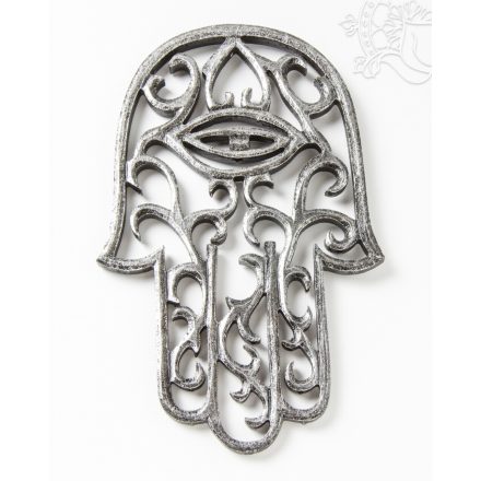 Fa fali függő Hamza keze - ezüst - 30 cm