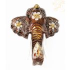 Fa elefánt fej, fali függő - barna - 25 cm