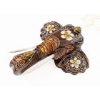 Fa elefánt fej, fali függő - barna - 30 cm