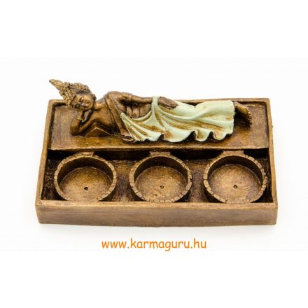 Fekvő Buddha hármas mécsestartó