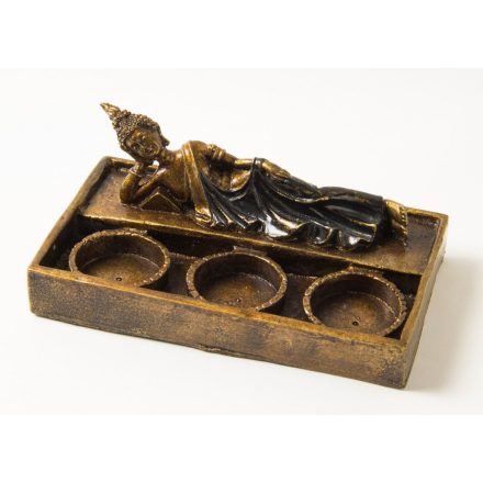 Fekvő Buddha hármas mécsestartó