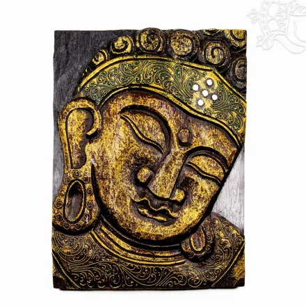 Buddha fejes fa fali dísz - 26 x 32 cm