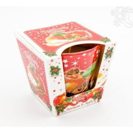   Dísz poharas illatgyertya - fahéj és alma (karácsonyi fűszeres)