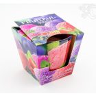 Dísz poharas illatgyertya - erdei gyümölcsös fagylalt a melissa (citromfű) levelével