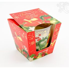   Dísz poharas illatgyertya - karácsony esti "vörös alma" (alma fenyővel, fűszerekkel, citrussal).