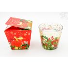 Dísz poharas illatgyertya - karácsony esti "vörös alma" (alma fenyővel, fűszerekkel, citrussal).