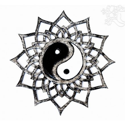 Fa fali függő Jin-Jang, ezüst - 40 cm