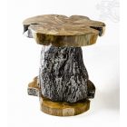 Teak fa kis szék/tartó - kéreggel