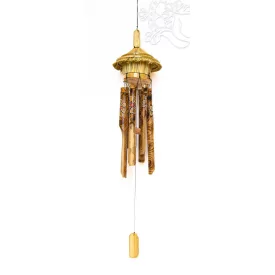 Szalmatetős ház bambusz szélcsengő - 100 cm
