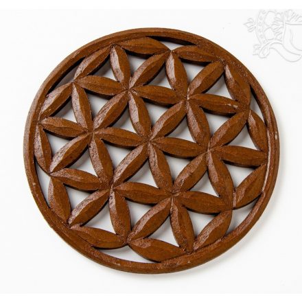 Faragott fa élet virága fali dísz - 20 cm