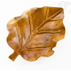 Faragott teak fa levél tál - 40 cm