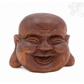Faragott fa Nevető Buddha fej – 12 cm