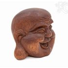 Faragott fa Nevető Buddha fej – 12 cm
