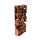 Áldó Buddha lótuszban térbeli faragott fali dísz - 40x20 cm